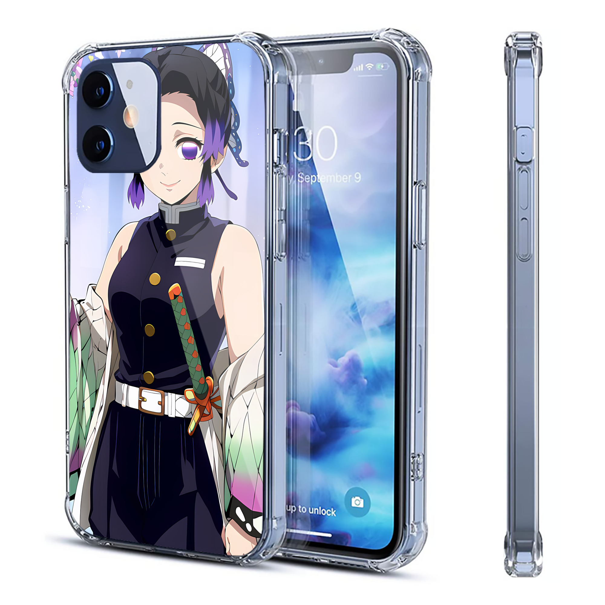 （画像用） 鬼滅の刃（きめつのやいば）蟲柱-胡蝶 しのぶ／こちょう しのぶ Kochou Shinobu 【iPhone 12シリーズ対応】透明スマホケース（クリアソフトケース）